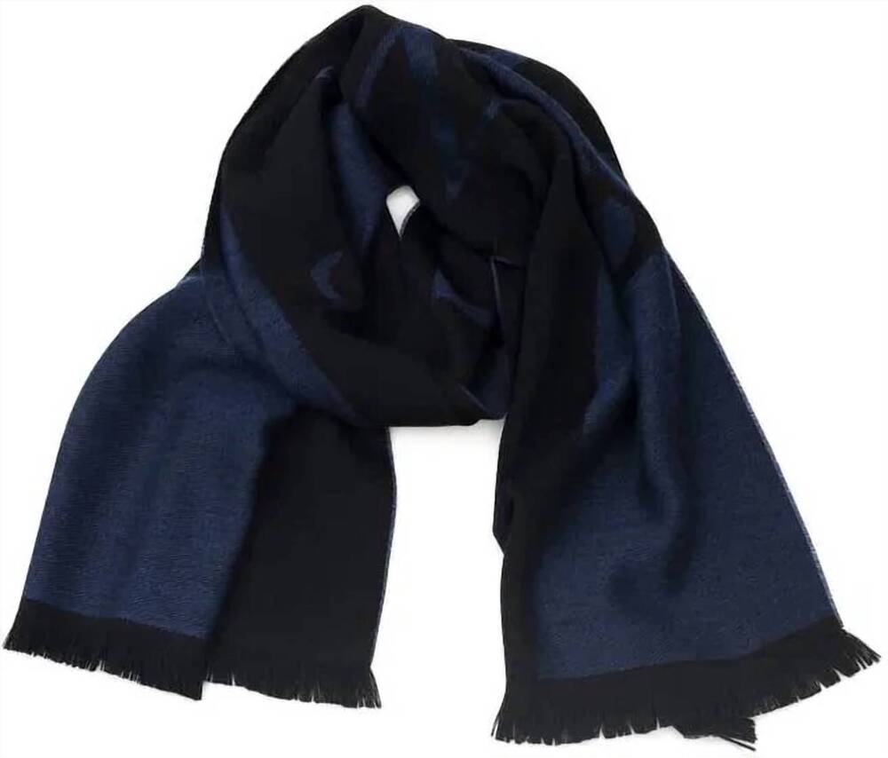 NEW PHILIPP PLEIN unisex logo scarf in blue/ black